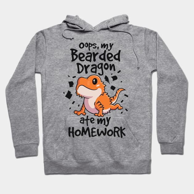 Bearded Dragon Shirt Beardie Ate My Homework Lizard Reptile Hoodie by 14thFloorApparel